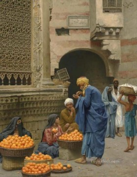  Seller Painting - orange sellers Ludwig Deutsch Orientalism Araber